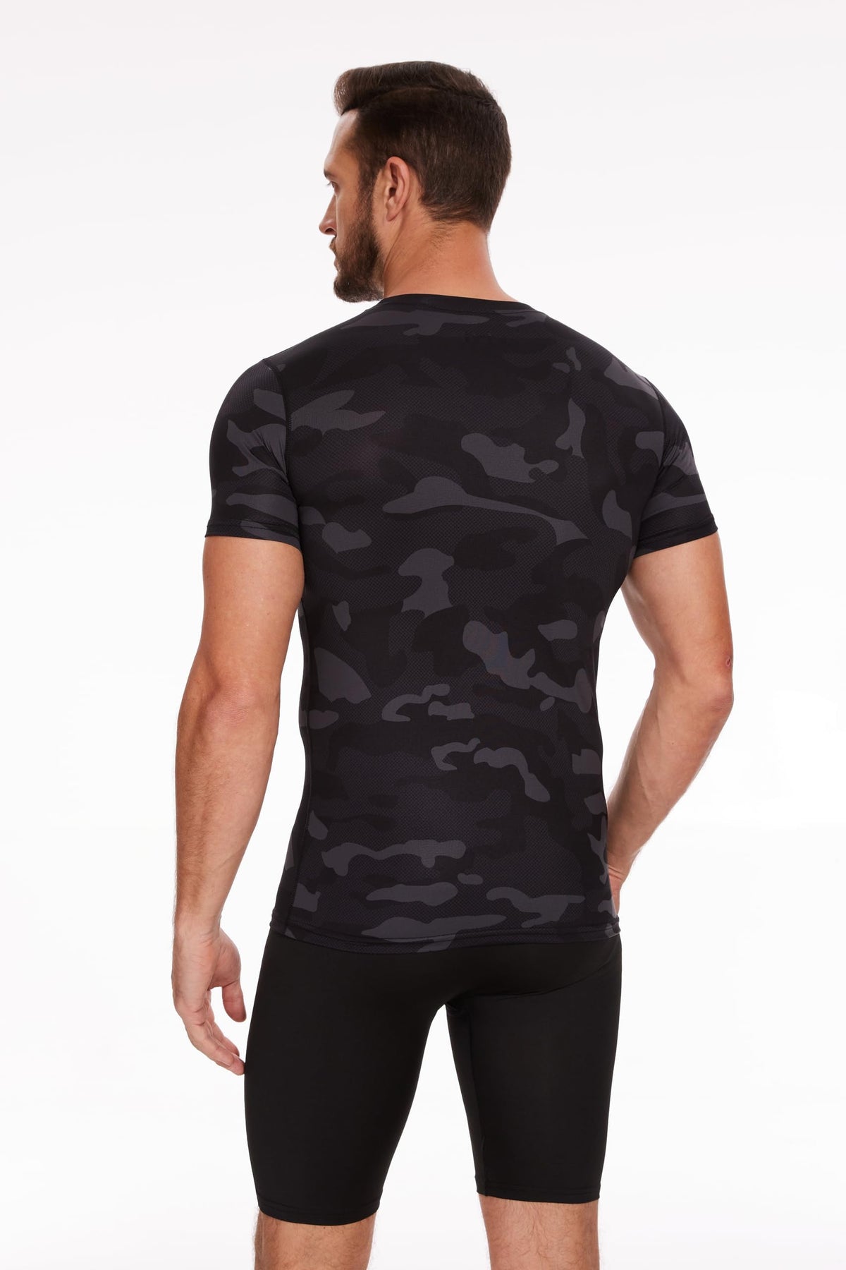 AMZSPORT Men's Short Sleeve Compression Shirt Quick-Dry Running Top