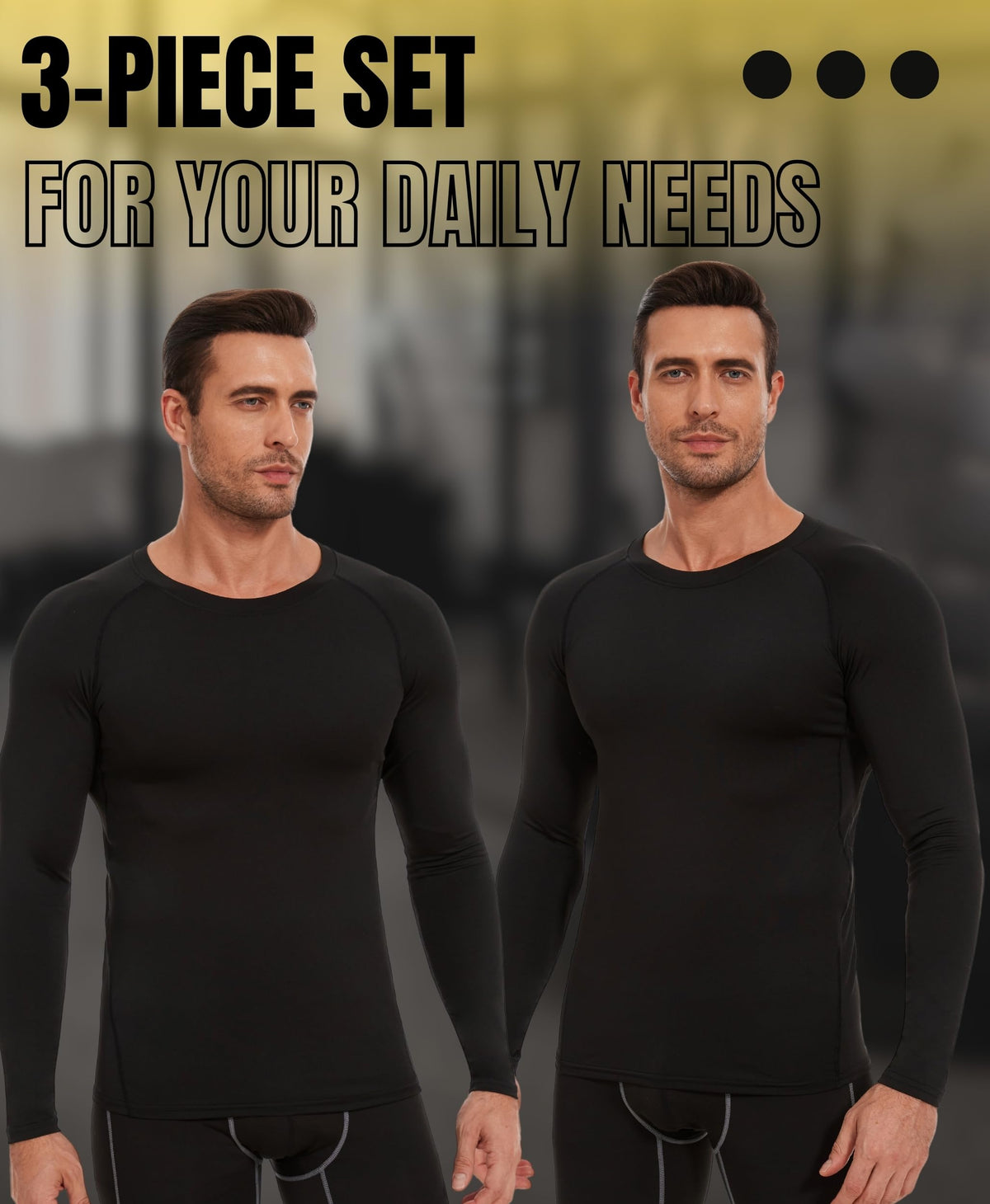AMZSPORT Men's Long Sleeve Compression Running Shirt Quick Dry