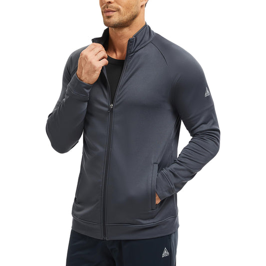 AMZSPORT Men's Microfleece Running Jacket with Zip Pockets
