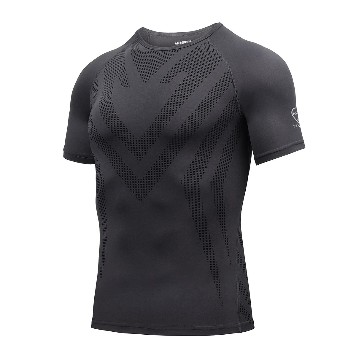 AMZSPORT Men's Short Sleeve Compression Shirt Quick-Dry Running