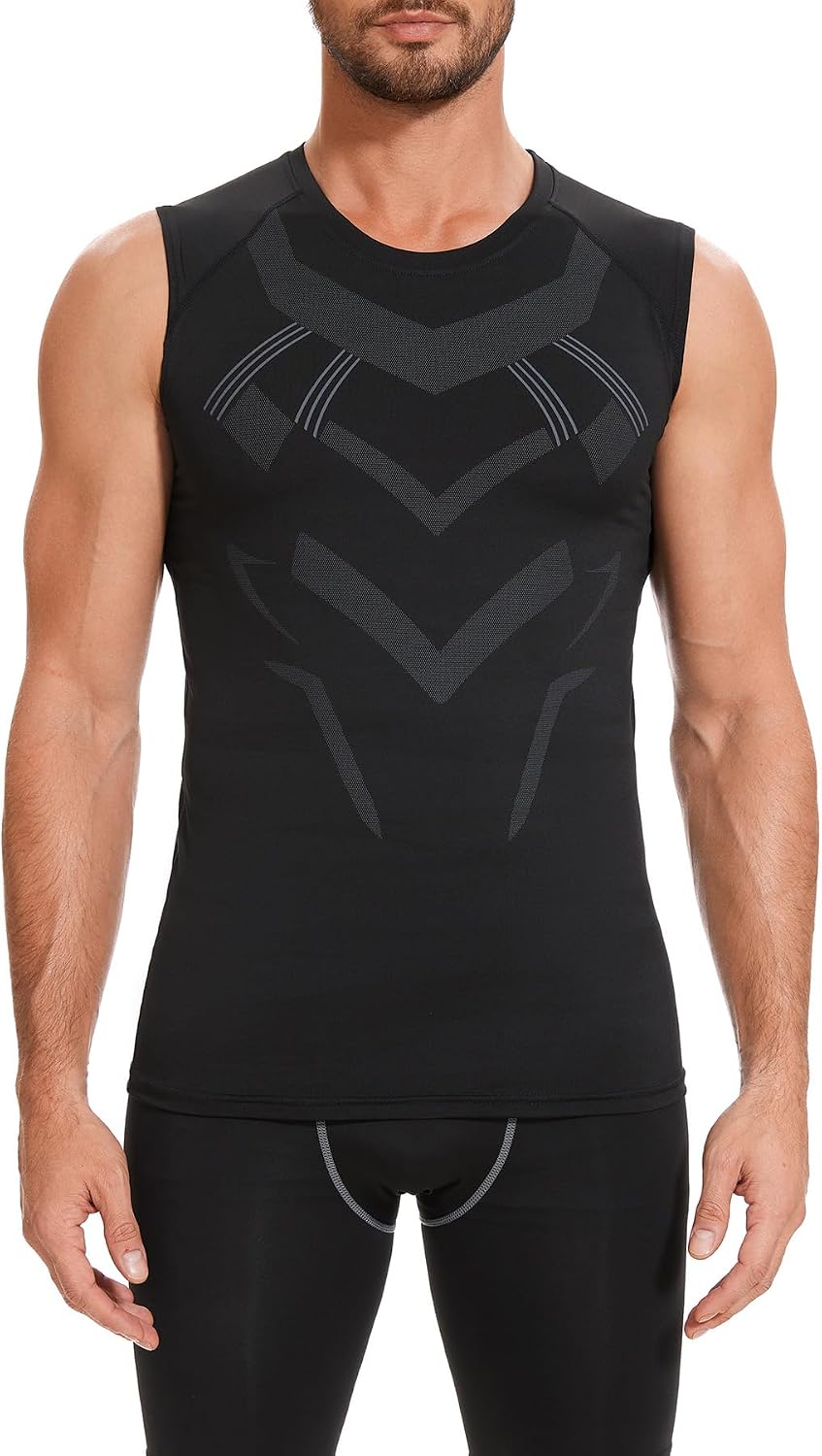 AMZSPORT Men's Compression Tank Top Sleeveless Base Layer Shirt