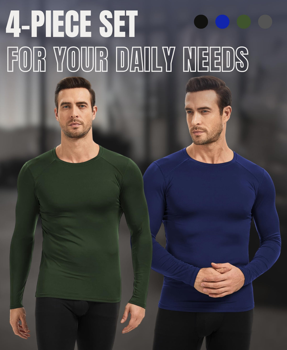 AMZSPORT Men's Long Sleeve Compression Shirt, Quick-Dry
