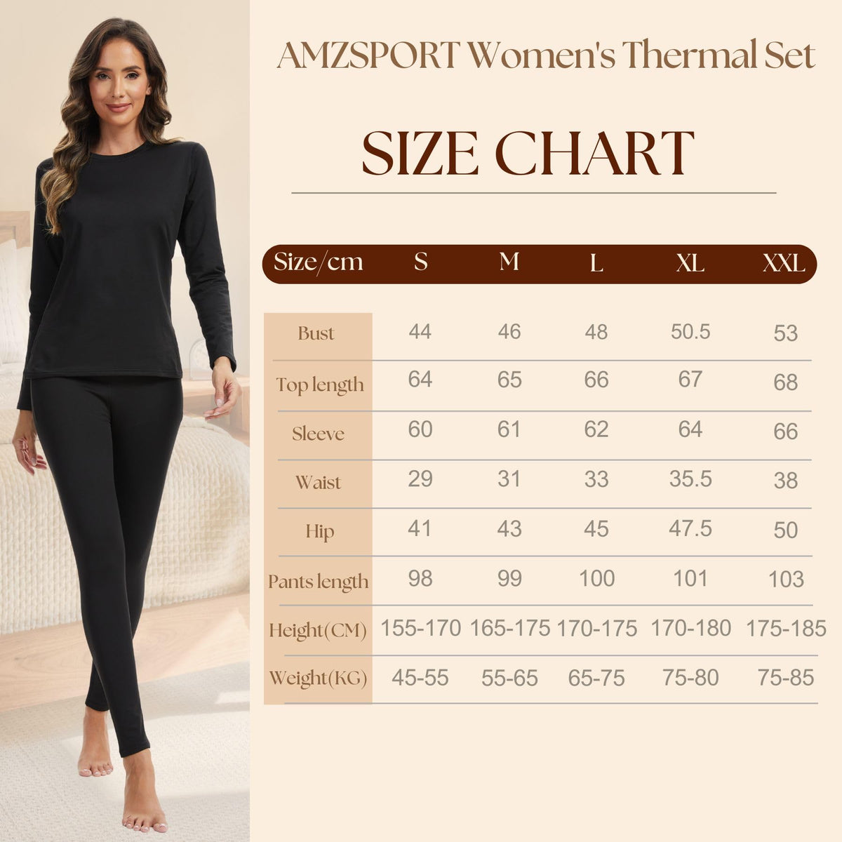 AMZSPORT Women's Thermal Underwear Set Fleece-Lined Ski Base Layer