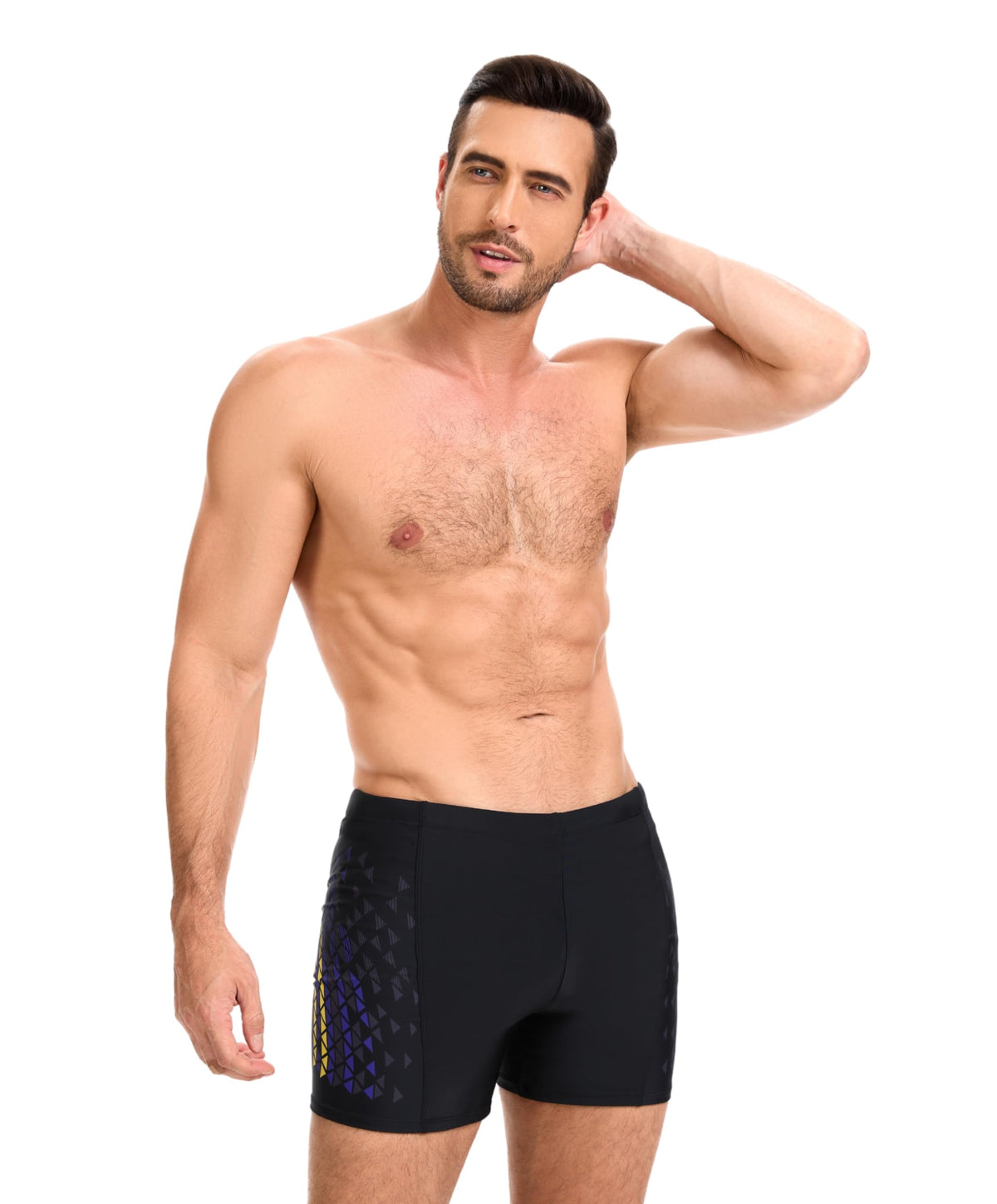 AMZSPORT Men's Short Swim Trunks Quick-Dry Beach Shorts Mesh Lining