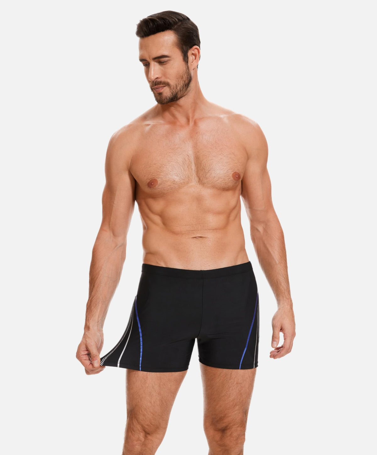 AMZSPORT Men's Tight-Fit Swim Trunks, Water Sports Swimwear