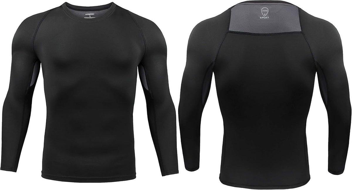 AMZSPORT Men's Long Sleeve Compression Shirt, Breathable