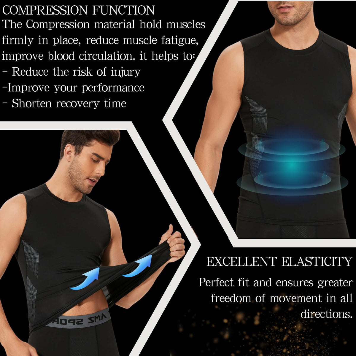 AMZSPORT Men's Sleeveless Compression Tank Top, Breathable