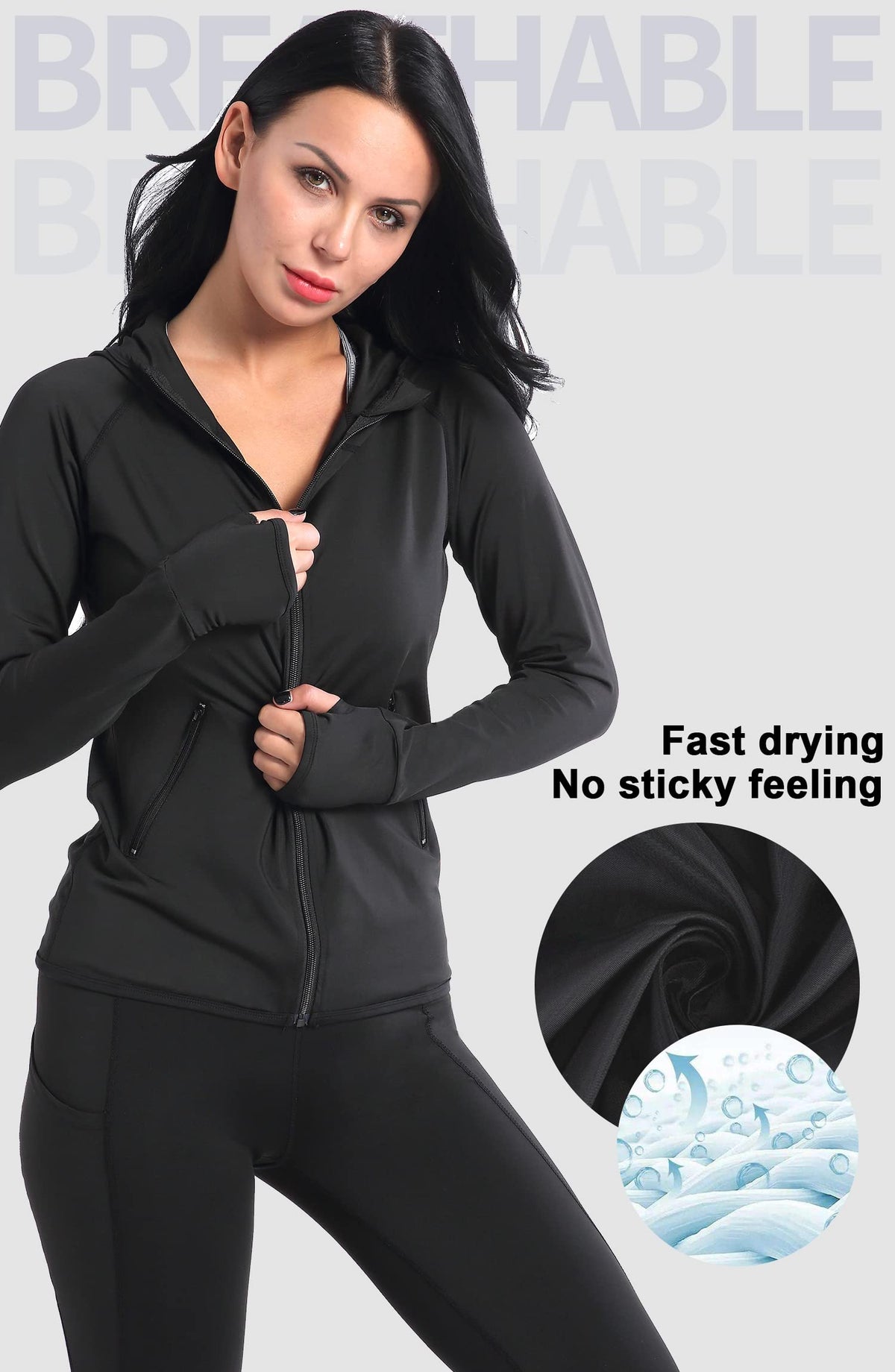 AMZSPORT Women's Running Jacket Long Sleeve Sports Zip-Up