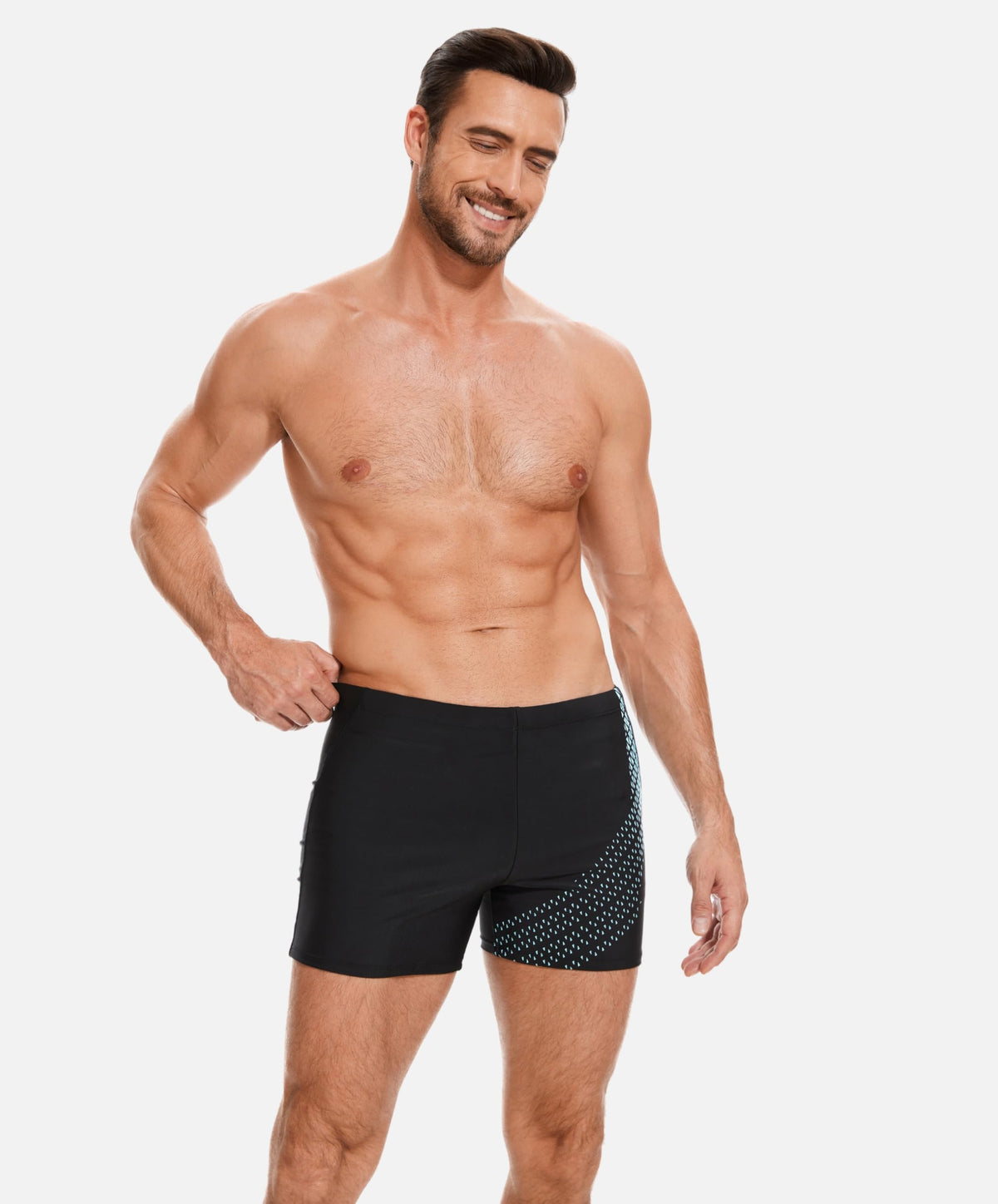 AMZSPORT Men's Tight-Fit Swim Trunks, Water Sports Swimwear