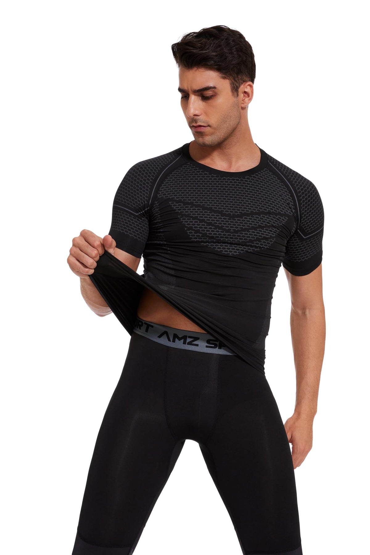 AMZSPORT Men's Compression Shirt, Sports, Quick-Dry, Base Layer Top