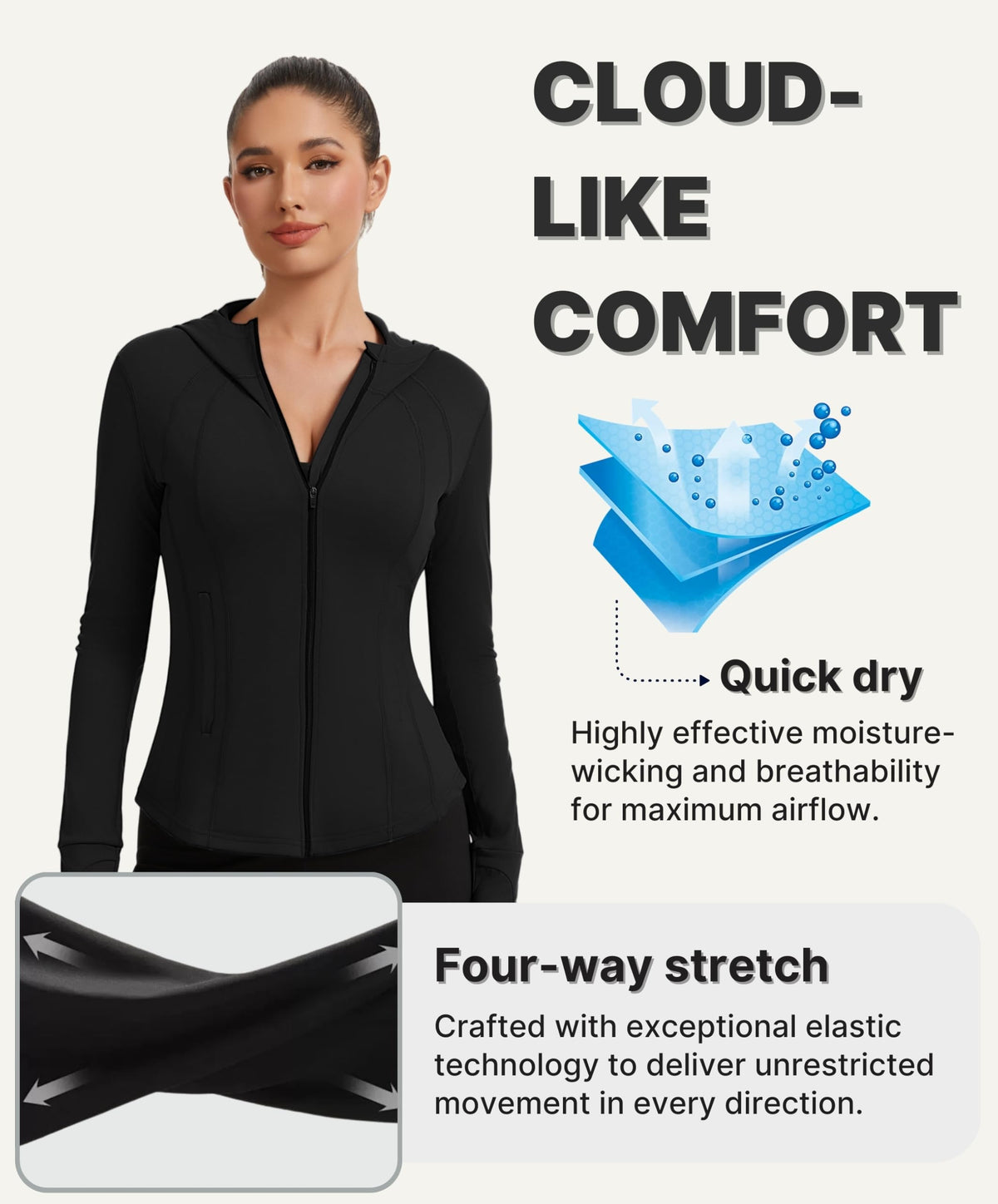 AMZSPORT Women's Running Jacket Slim Fit Training Top Yoga Gym Sport