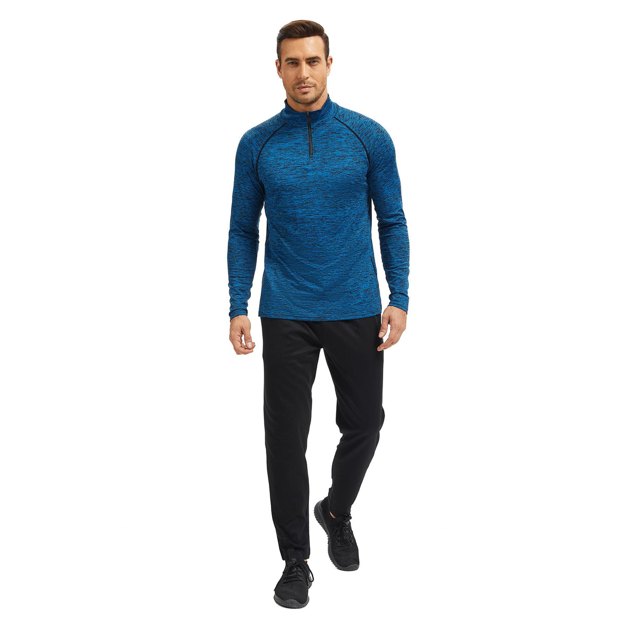 AMZSPORT Men's 1/4 Zip Long Sleeve Running & Training Shirt