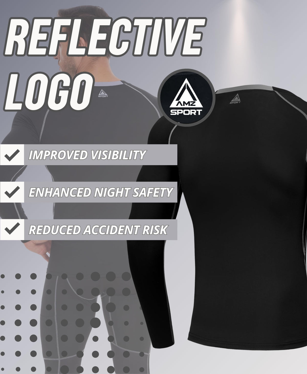 AMZSPORT Men's Long Sleeve Compression Running Shirt Quick Dry