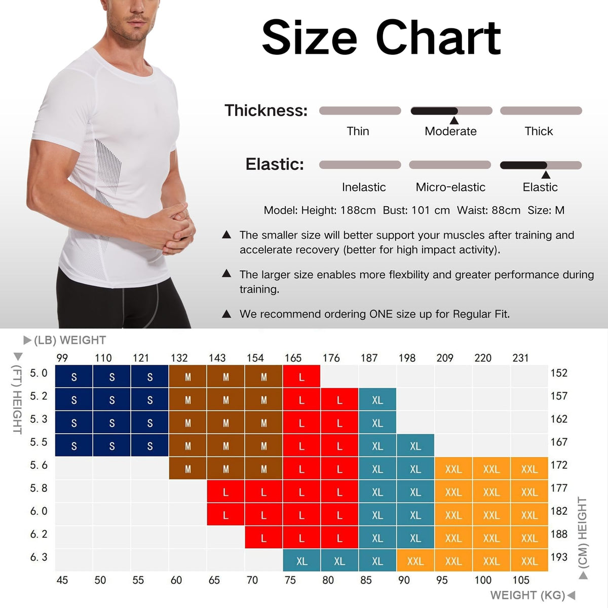 AMZSPORT Men's Short Sleeve Compression Shirt Quick-Dry Running