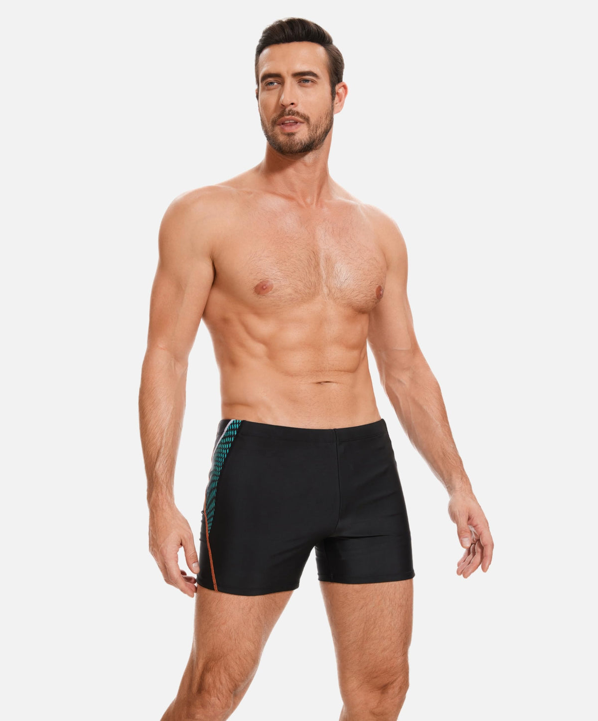 AMZSPORT Men's Tight-Fit Swim Trunks, Water Sports Swimwear