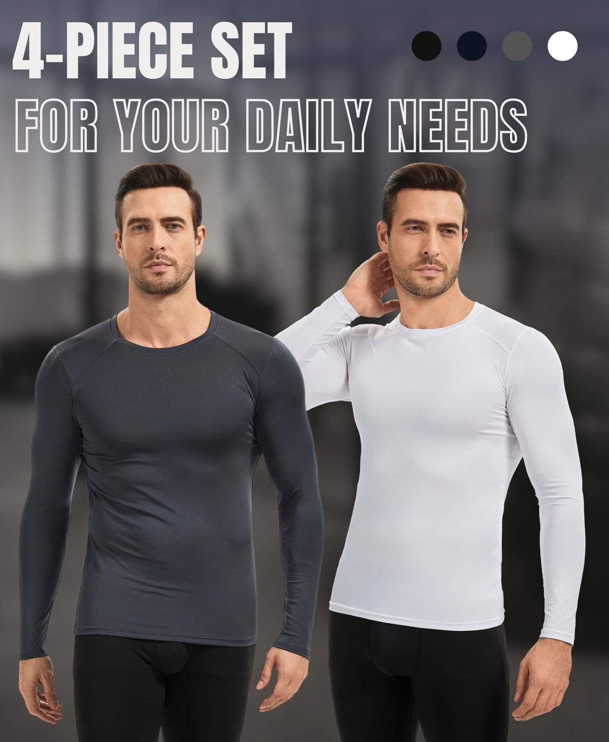 AMZSPORT Men's Long Sleeve Compression Shirt, Quick-Dry