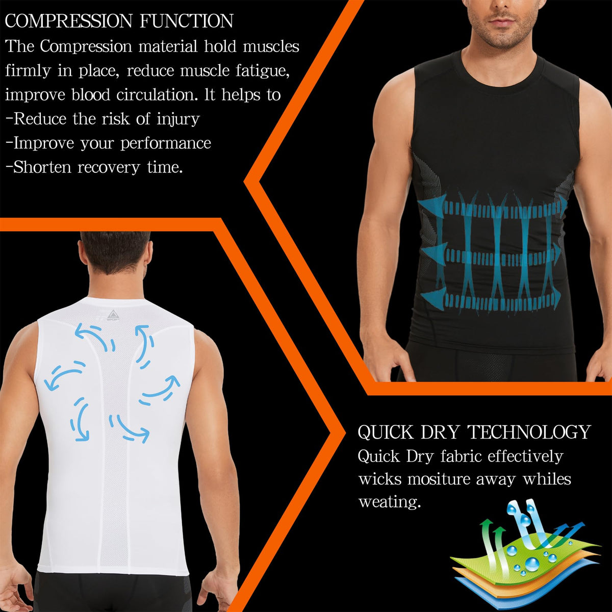 AMZSPORT Men's Sleeveless Compression Tank Top, Breathable