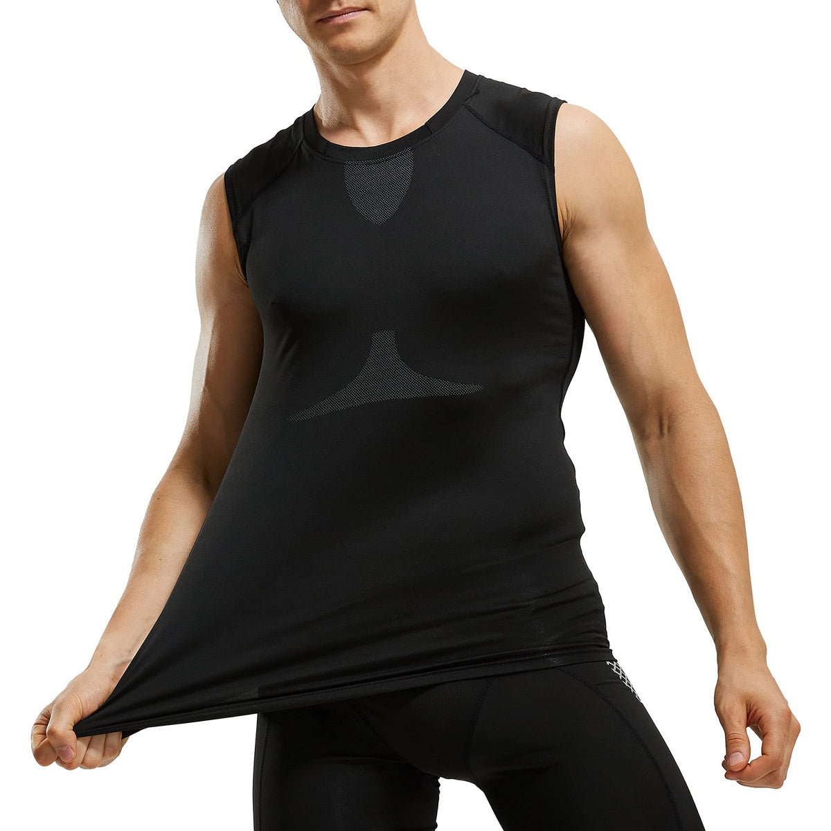 AMZSPORT Men's Compression Sleeveless Shirt, Sports Tank Top
