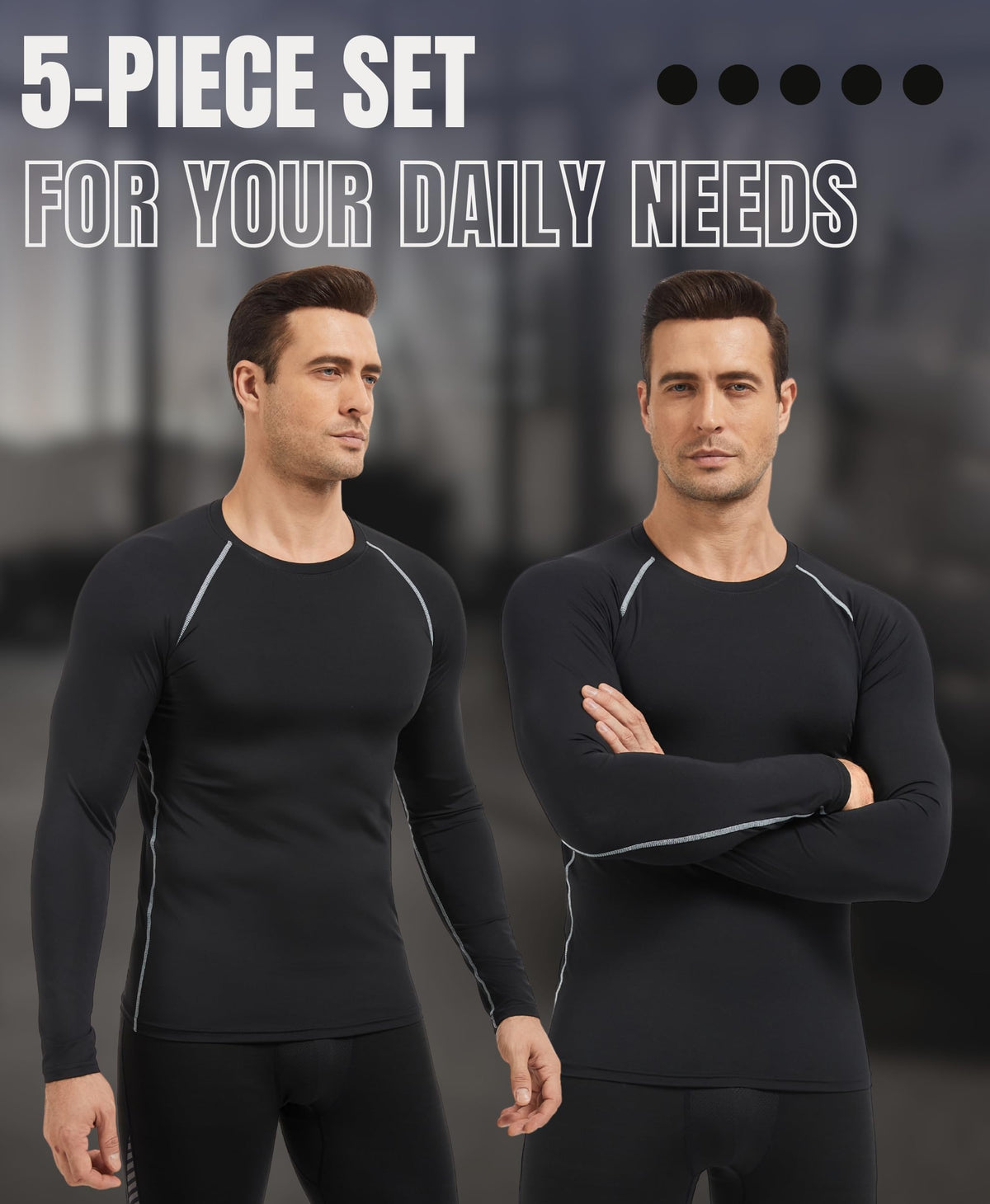 AMZSPORT Men's Long Sleeve Compression Running Shirt Quick Dry