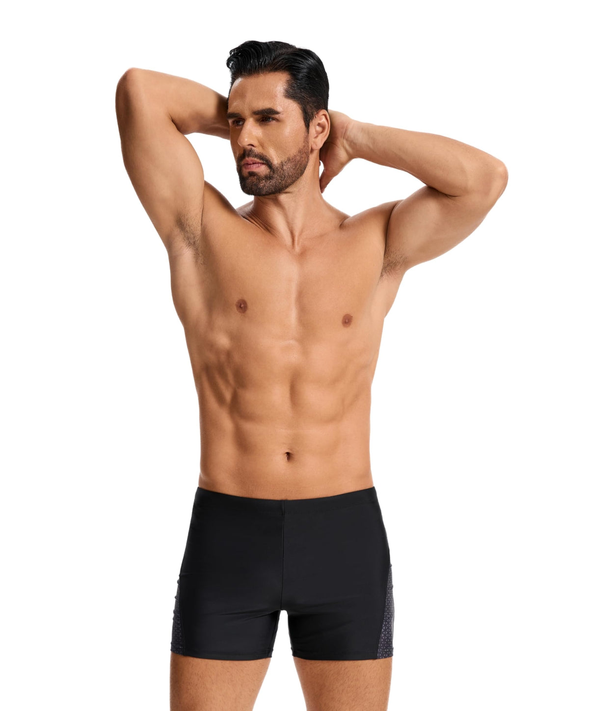 AMZSPORT Men's Tight-Fit Swim Trunks, Water Sports Swimwear