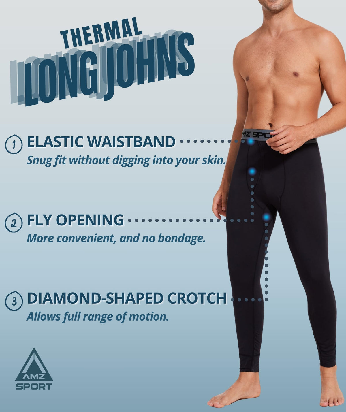 AMZSPORT Men's Thermal Underwear Long Johns Winter Base Layer Pants
