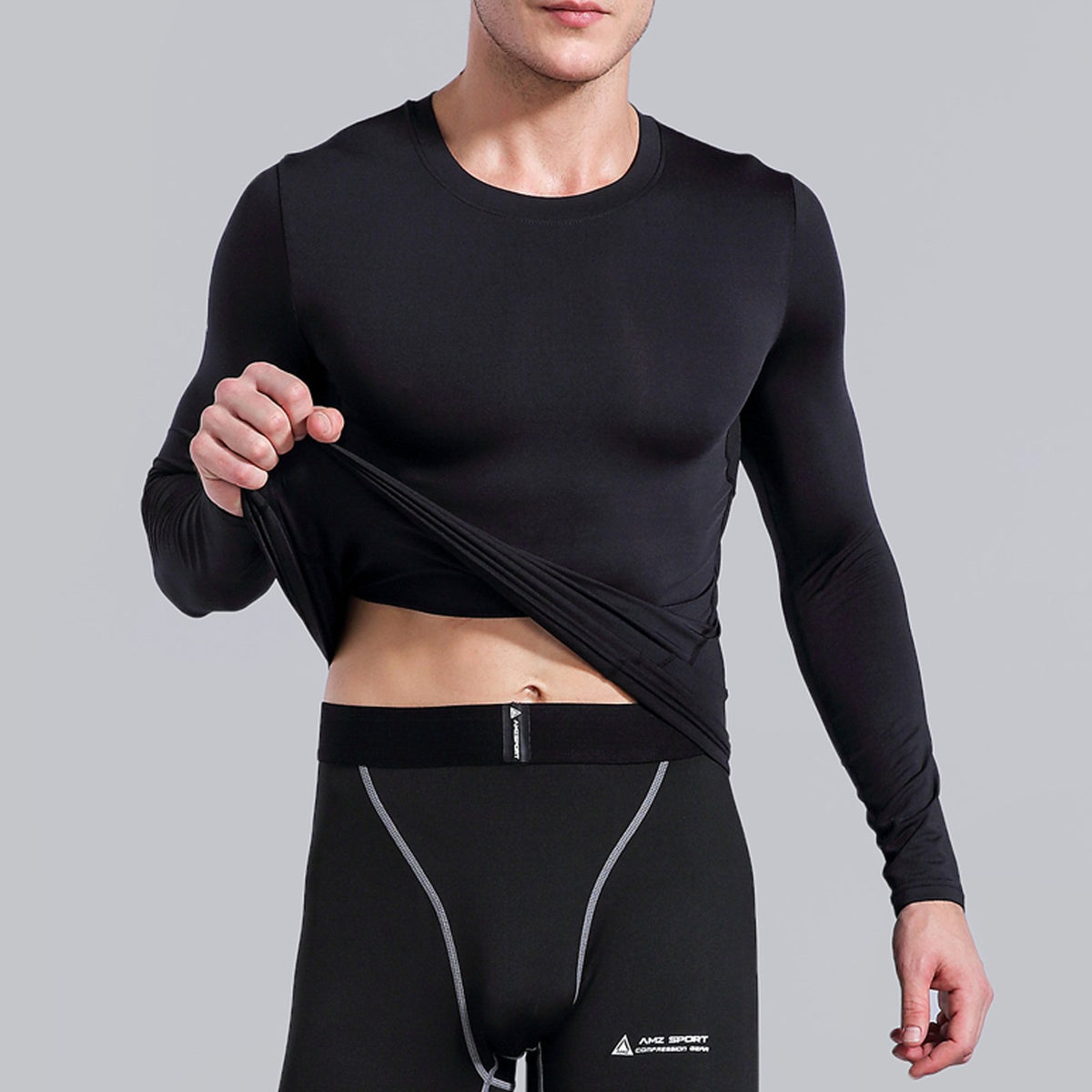 AMZSPORT Men's Long Sleeve Compression Shirt, All-Season