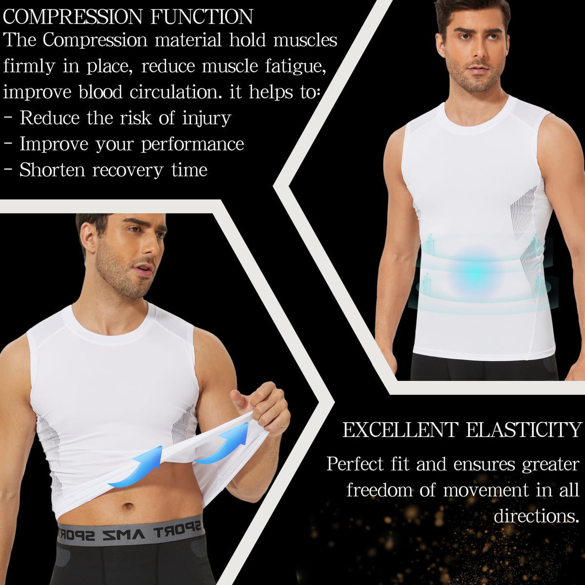AMZSPORT Men's Sleeveless Compression Tank Top, Breathable