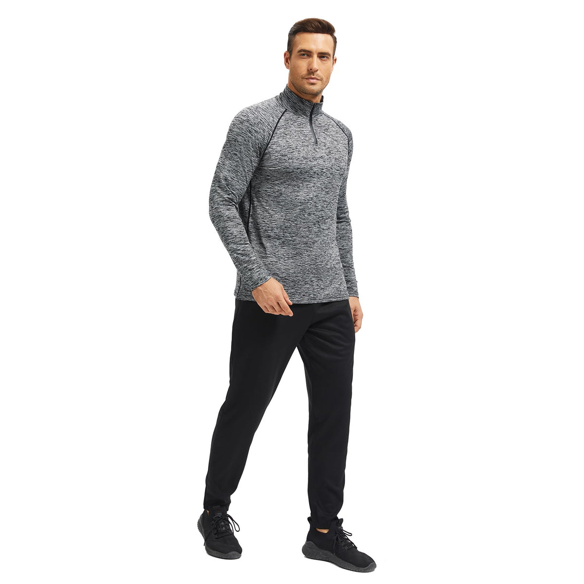 AMZSPORT Men's 1/4 Zip Long Sleeve Running & Training Shirt