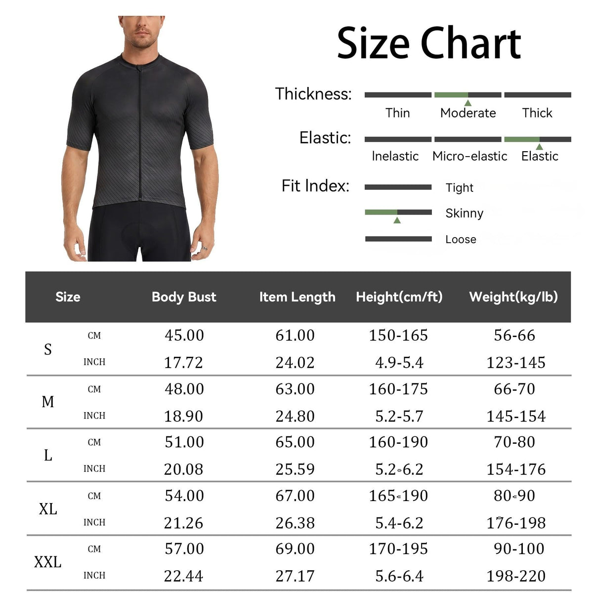 AMZSPORT Men's Short Sleeve Cycling Jersey Zip Pockets Quick-Dry Top