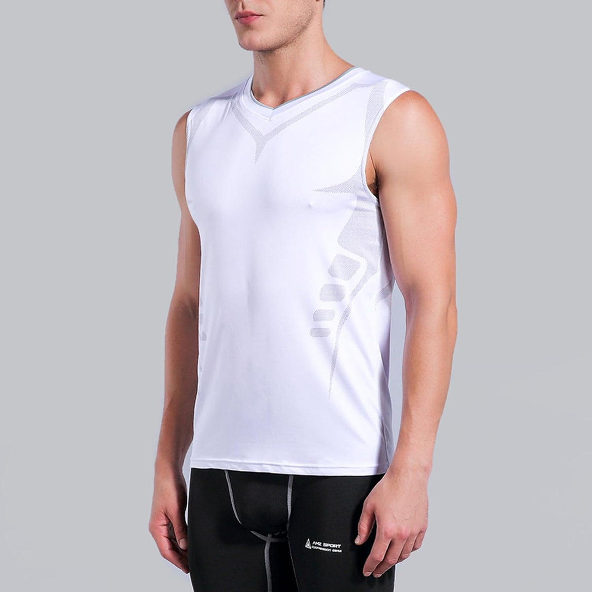 AMZSPORT Men's Compression Tank Top Sleeveless Base Layer Shirt