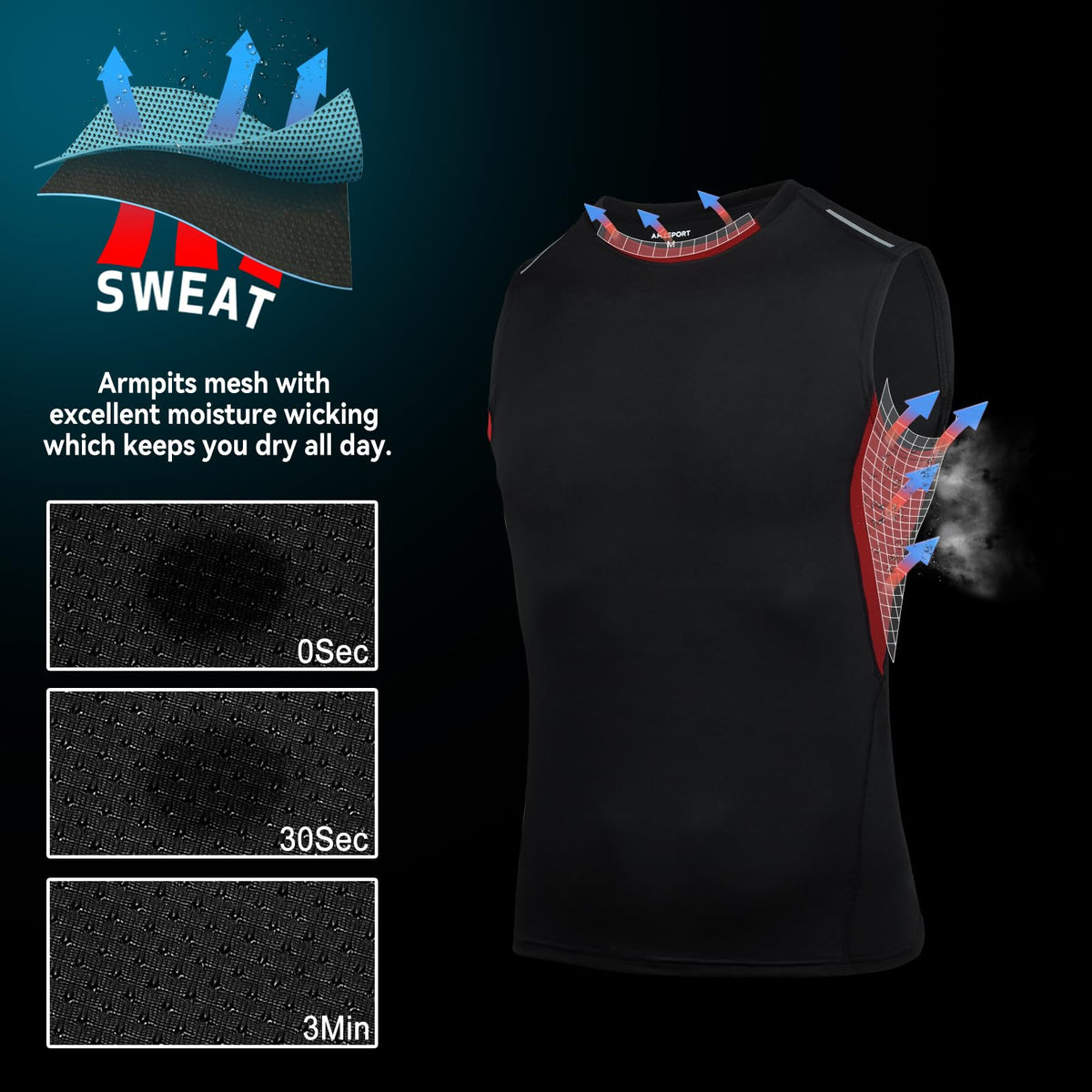 AMZSPORT Men's Sleeveless Compression Tank Top, Breathable