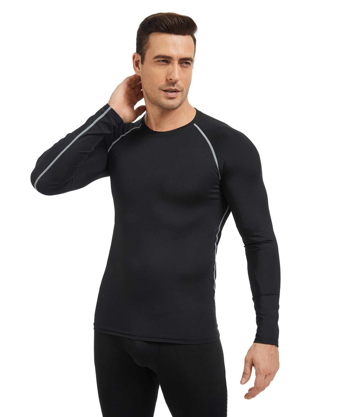 AMZSPORT Men's Long Sleeve Compression Running Shirt Quick Dry