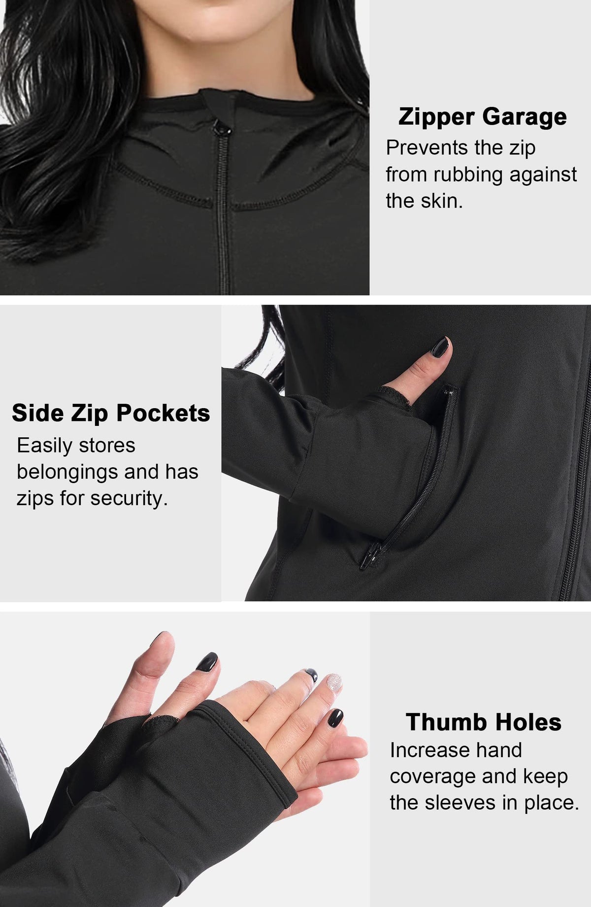 AMZSPORT Women's Running Jacket Long Sleeve Sports Zip-Up