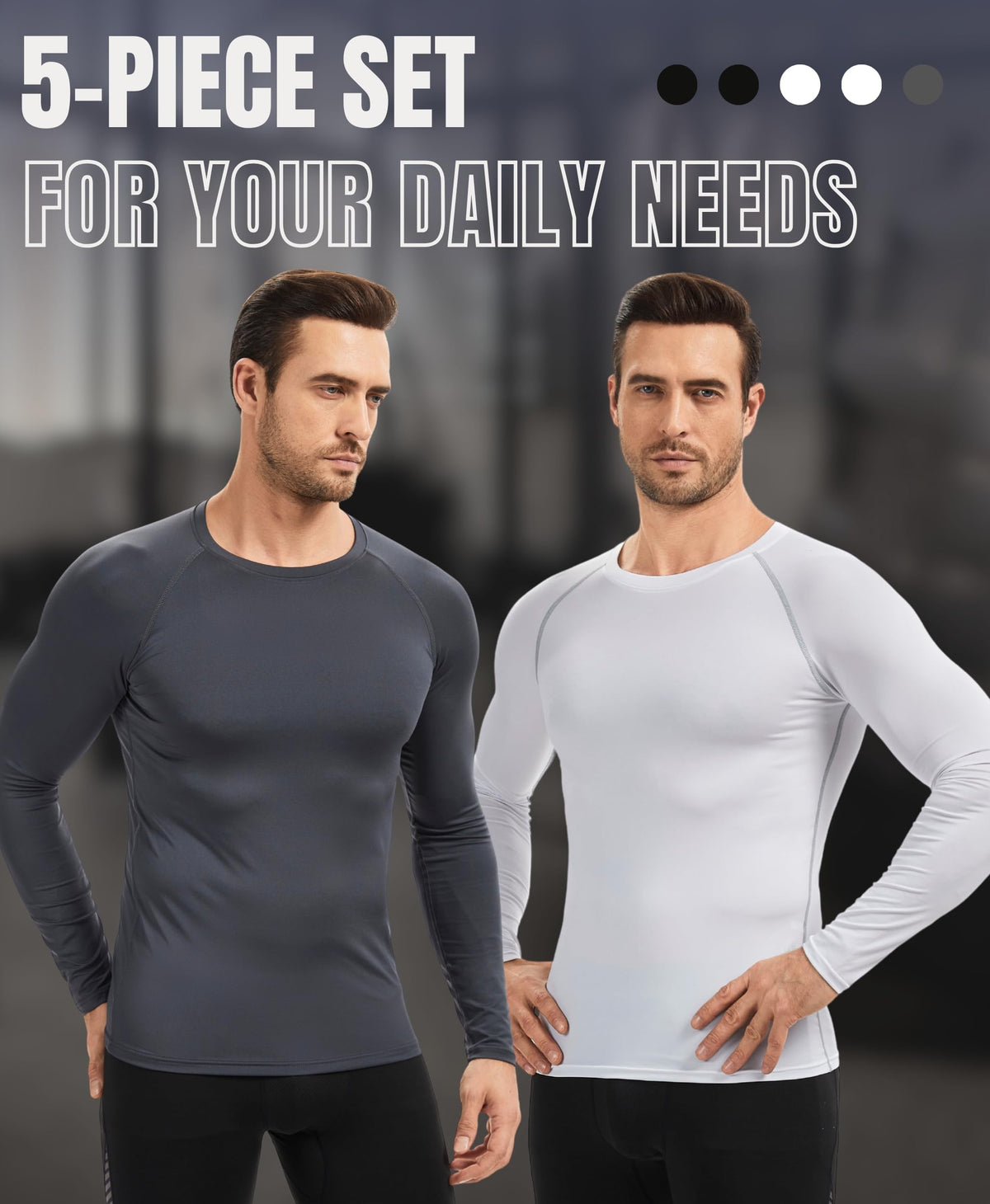 AMZSPORT Men's Long Sleeve Compression Running Shirt Quick Dry