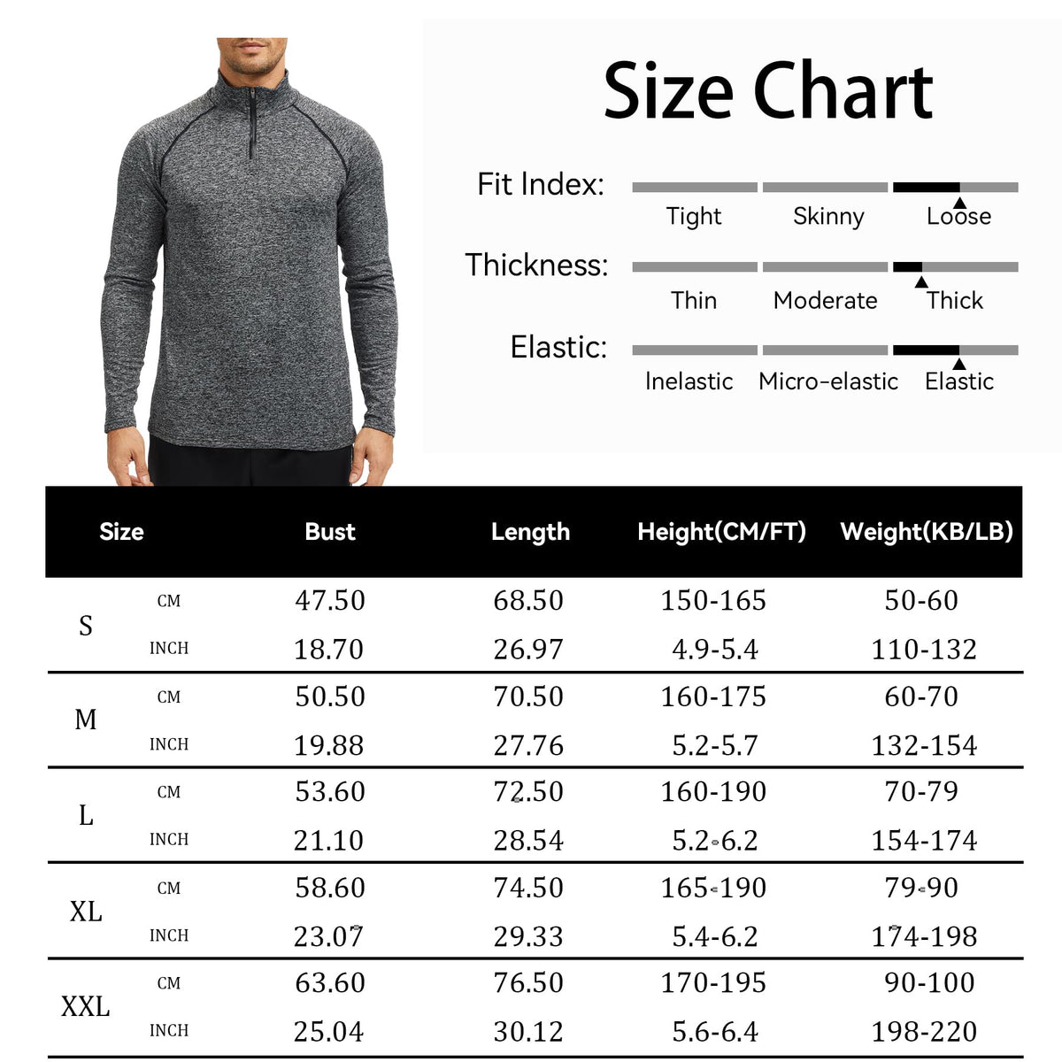 AMZSPORT Men's 1/4 Zip Long Sleeve Running & Training Shirt