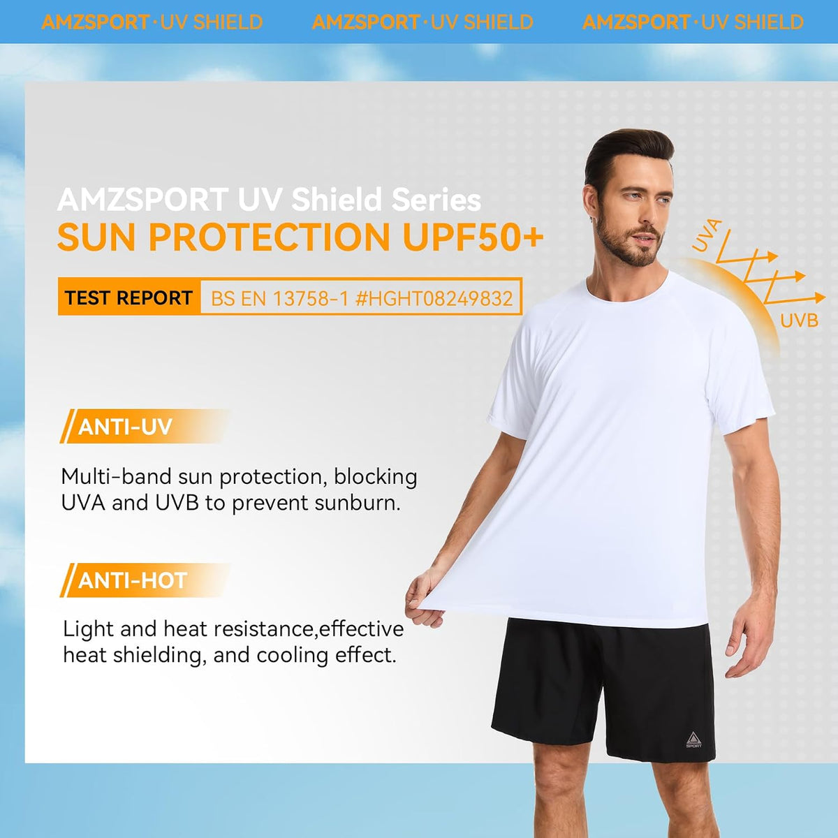 AMZSPORT Men's UPF 50+ Rash Guard Shirt