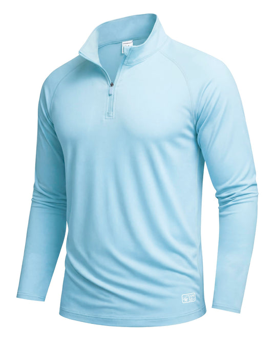AMZSPORT Men's UPF 50+ Long Sleeve Rash Guard with 1/4 Zip