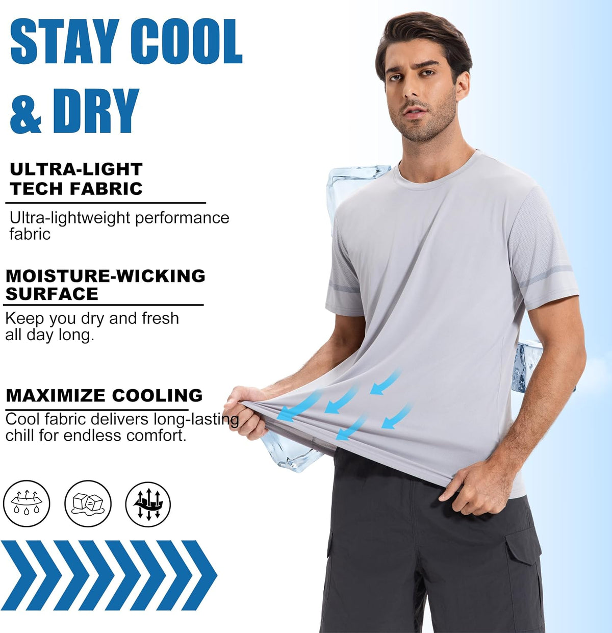 AMZSPORT Men's Quick-Dry Short Sleeve T-Shirt for Gym and Outdoor Sport