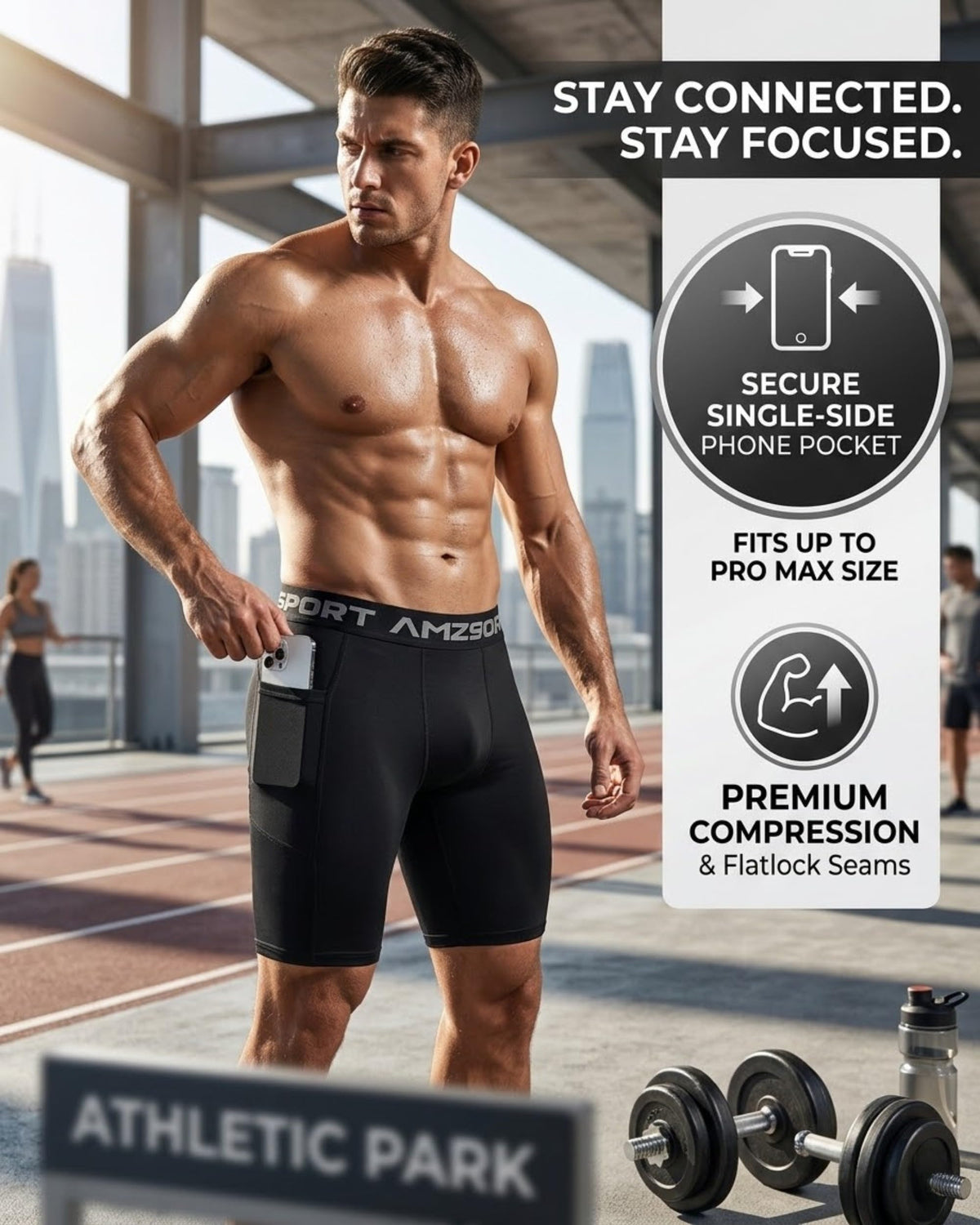 AMZSPORT Men's Breathable Compression Shorts