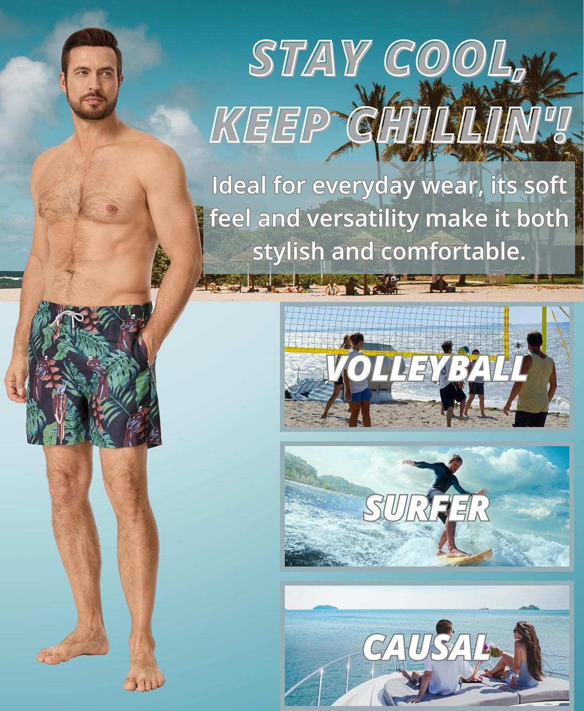 AMZSPORT Men's Swim Trunks