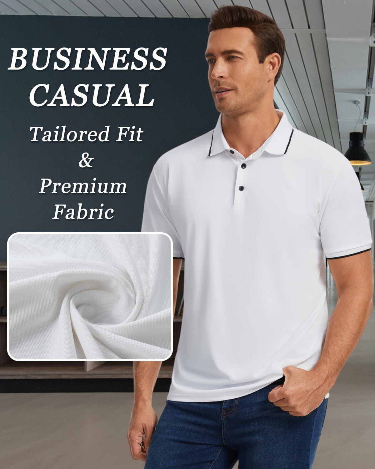 AMZSPORT Men's Short Sleeve Polo Shirt For Golf,Business Or Casual