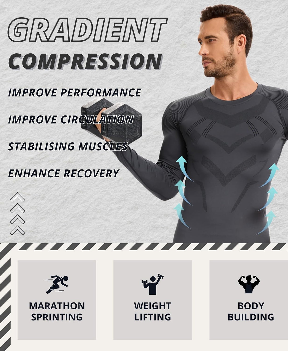 AMZSPORT Men's Long Sleeve Compression Shirt