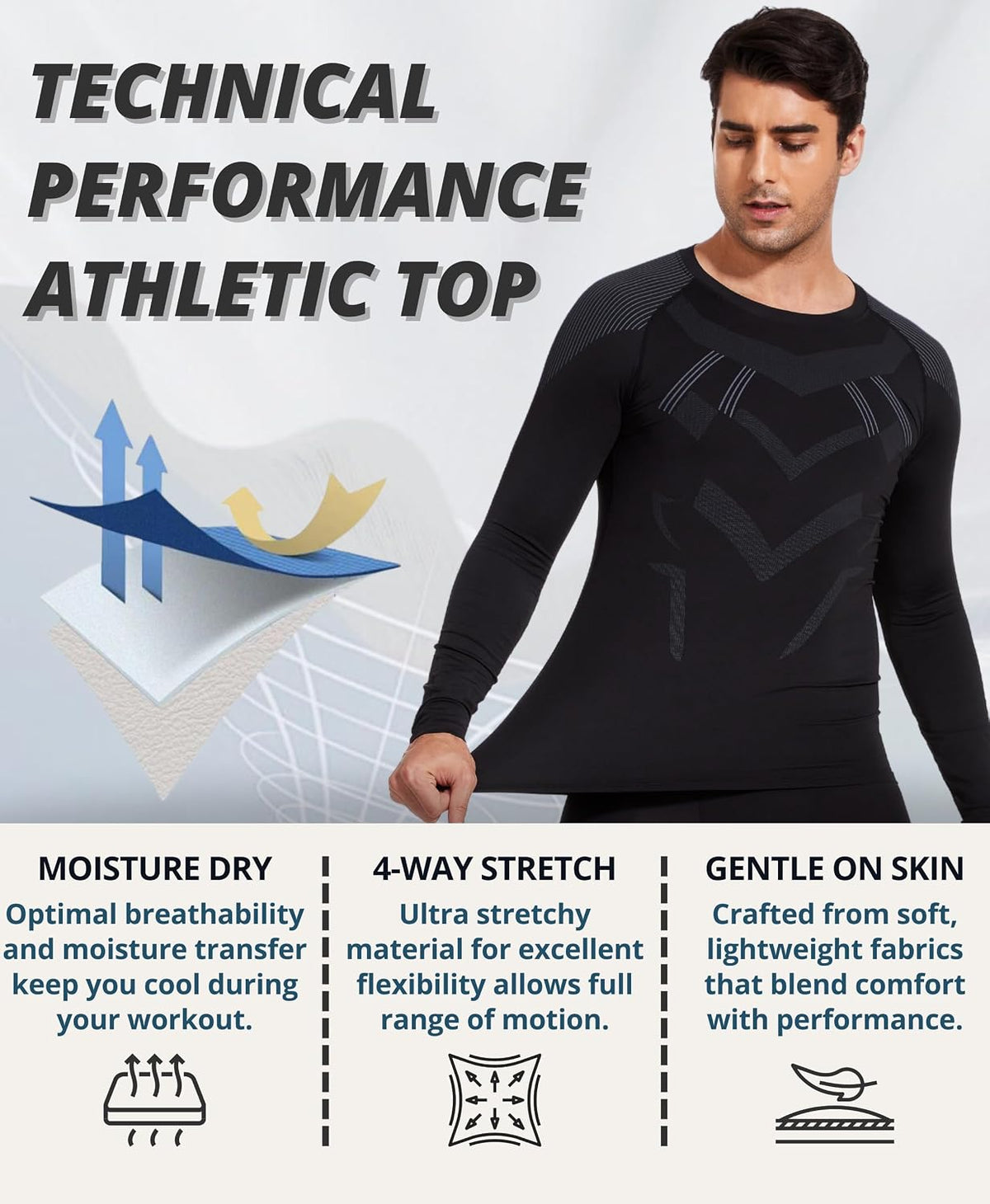 AMZSPORT Men's Long Sleeve Compression Shirt