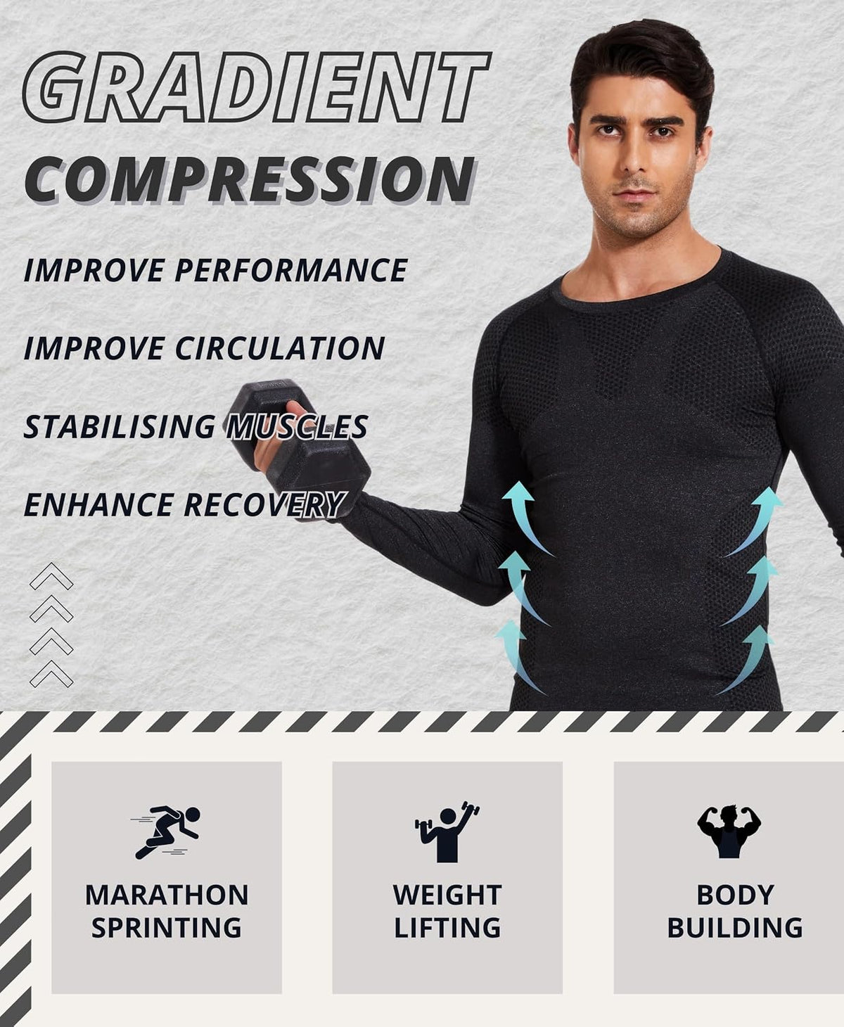 AMZSPORT Men's Long Sleeve Compression Shirt