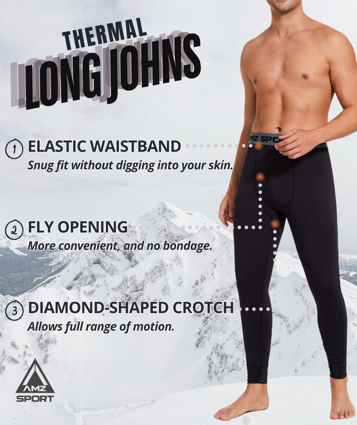 AMZSPORT Men's Thermal Underwear Long Johns Winter Base Layer Pants