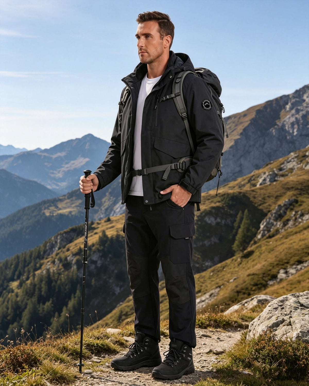 AMZSPORT Men's Hooded Rain Jacket