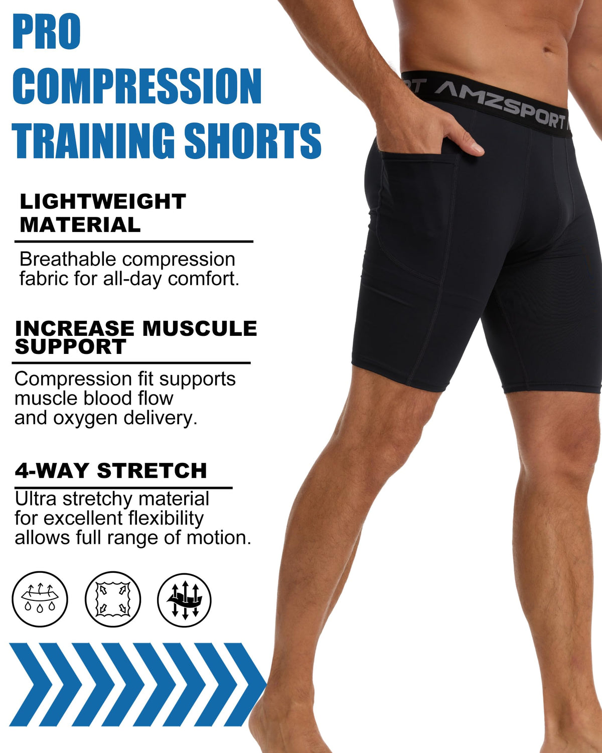 AMZSPORT Men's Breathable Compression Shorts