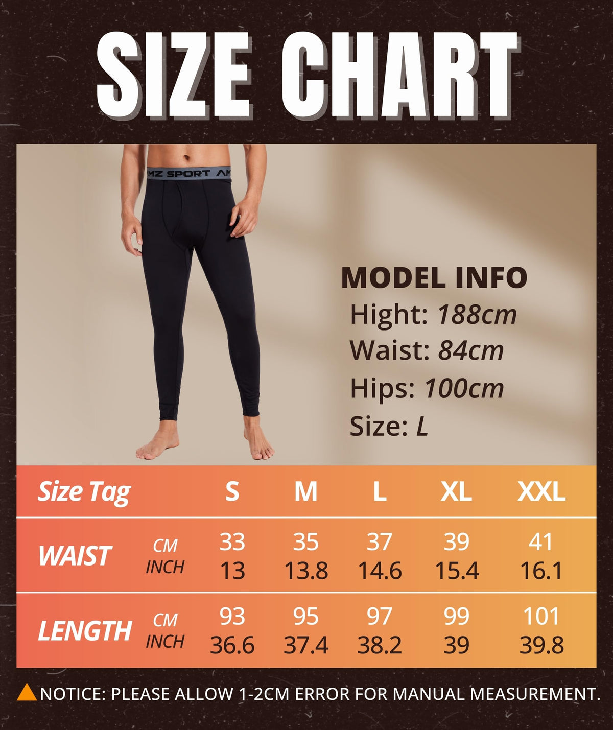 AMZSPORT Men's Thermal Underwear Long Johns Winter Base Layer Pants