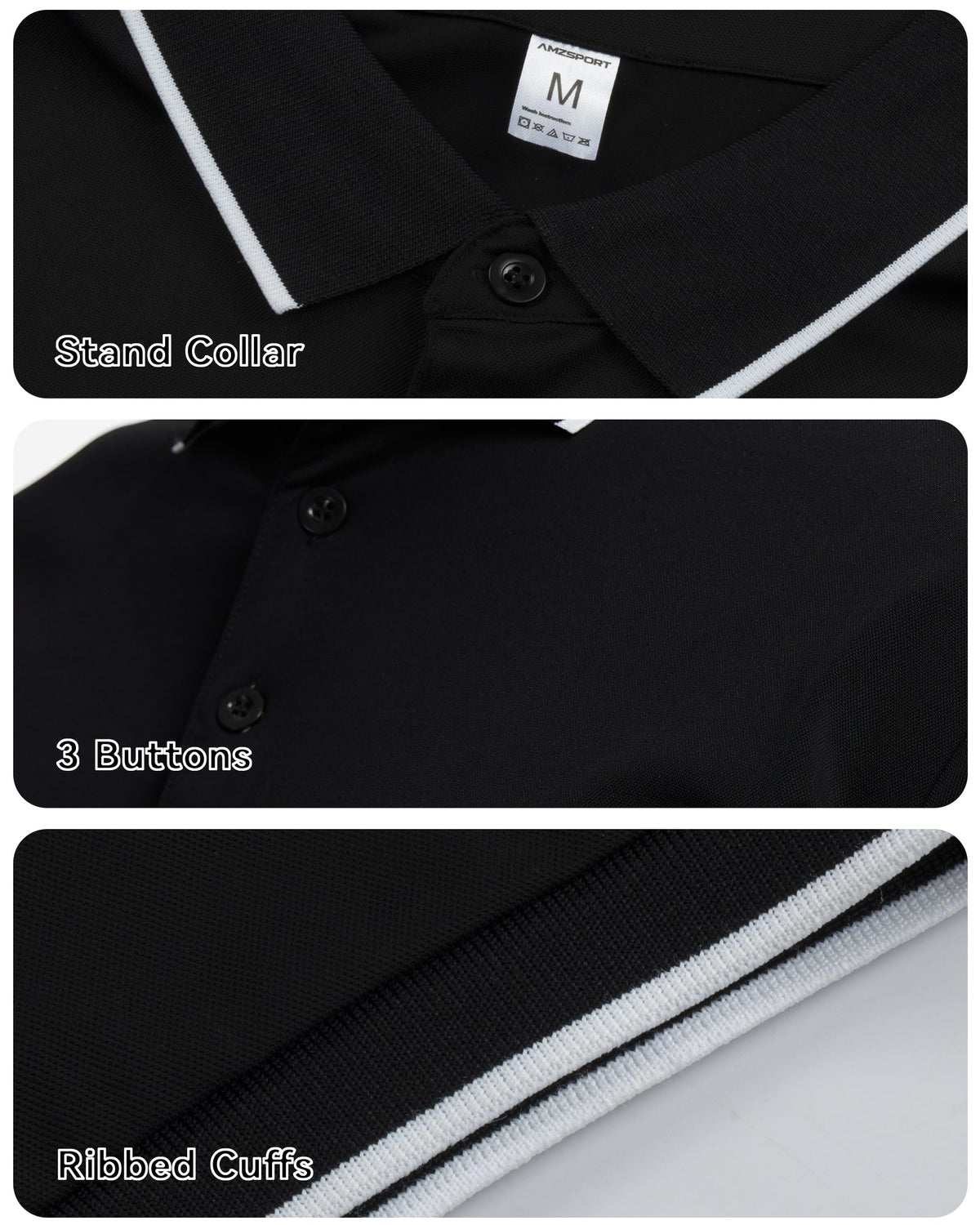 AMZSPORT Men's Short Sleeve Polo Shirt For Golf,Business Or Casual