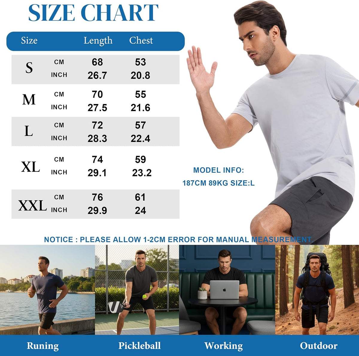 AMZSPORT Men's Quick-Dry Short Sleeve T-Shirt for Gym and Outdoor Sport